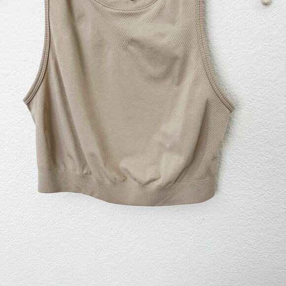 [Alphalete] Tan Linen Seamless Stratus Crop Tank Top Crew Neck Workout Size XL - Picture 7 of 11